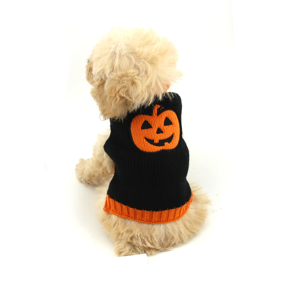 Halloween Pumpkin Knit Sweater for Dogs