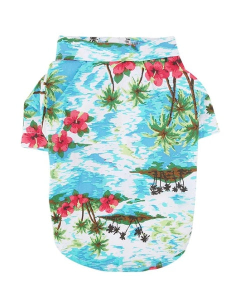 Hawaiian Dog Shirt | Tropical Print Cotton Tee for Dogs