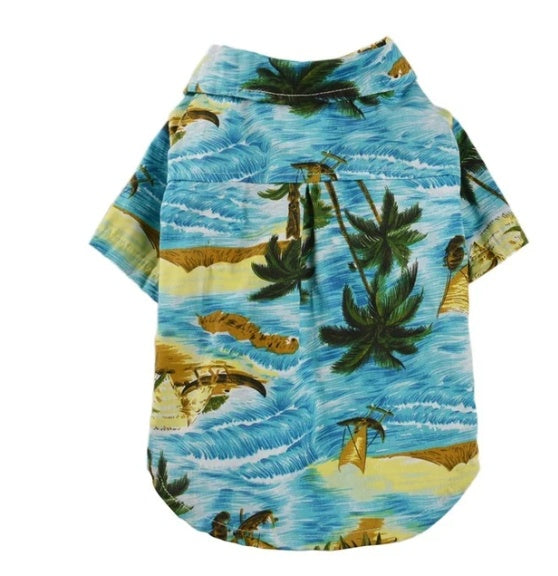 Hawaiian Dog Shirt | Tropical Print Cotton Tee for Dogs