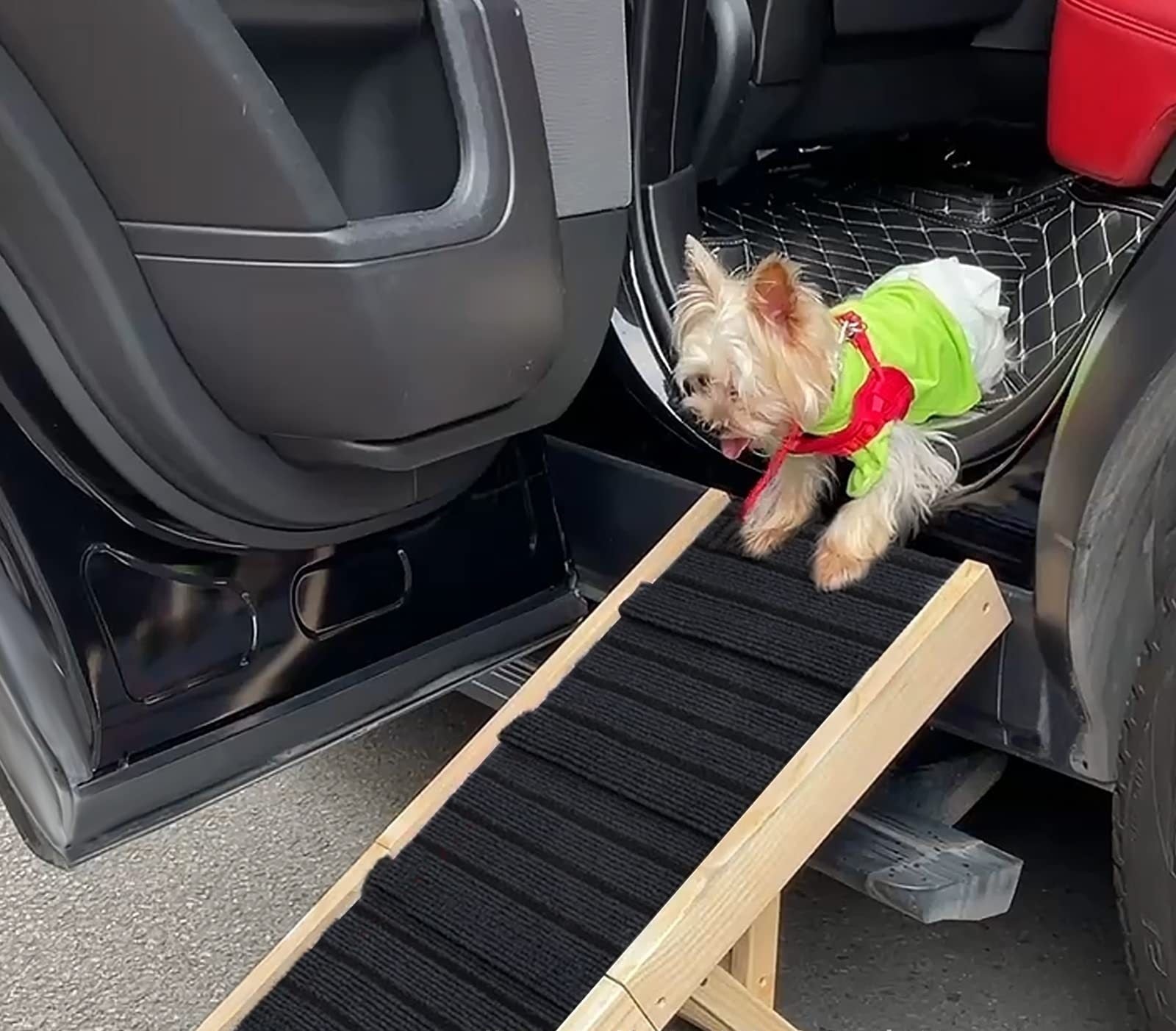Wooden Foldable Dog Ramp | Adjustable Non-Slip Pet Ladder for Bed, Sofa & Car