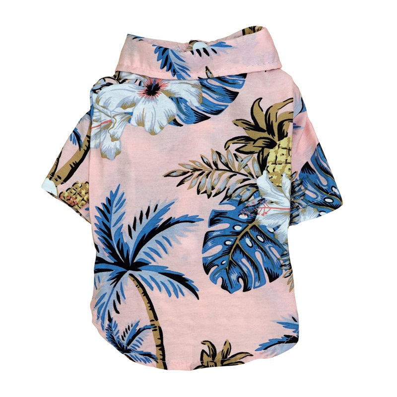 Hawaiian Dog Shirt | Tropical Print Cotton Tee for Dogs