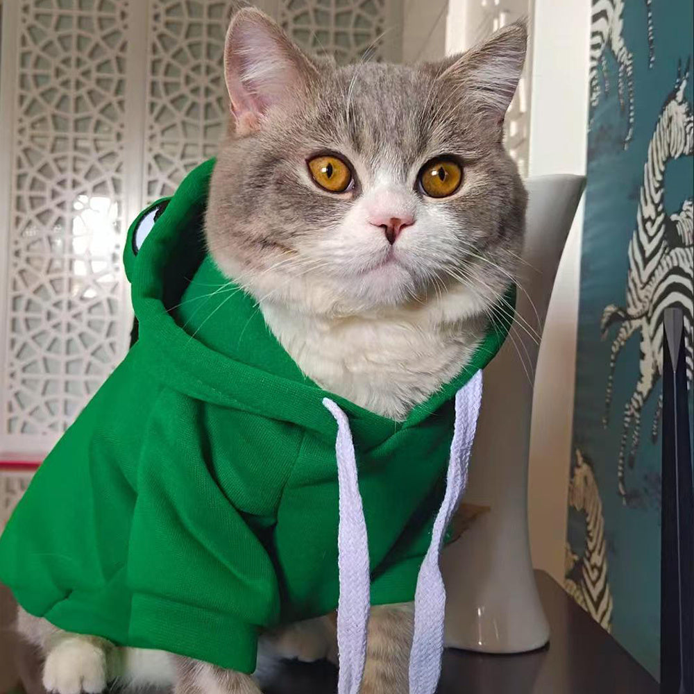 Frog Hoodie Costume for Cats & Small Dogs | Cozy Halloween Pet Sweatshirt
