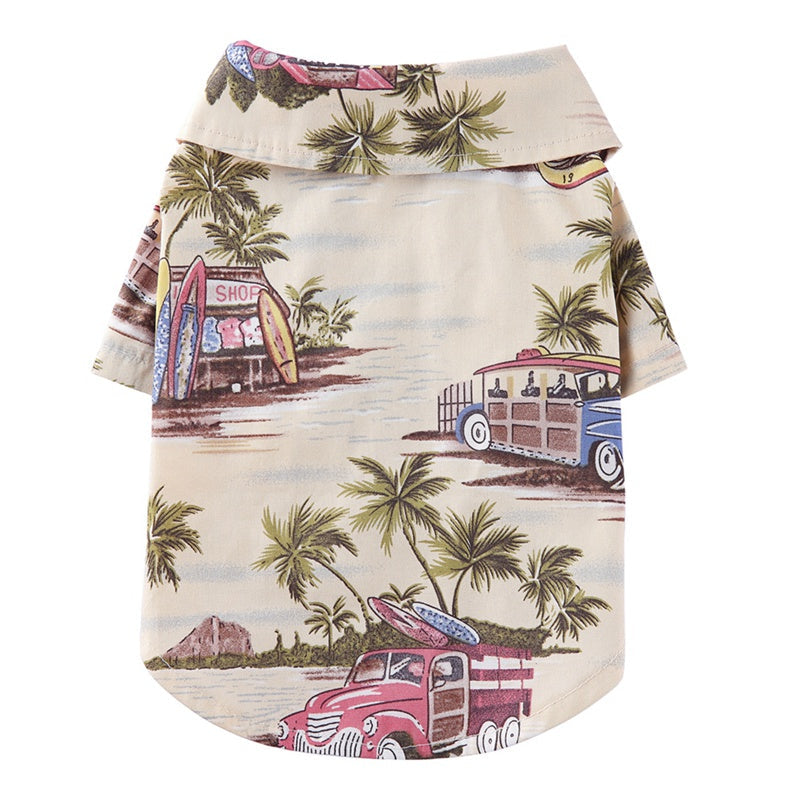 Hawaiian Dog Shirt | Tropical Print Cotton Tee for Dogs