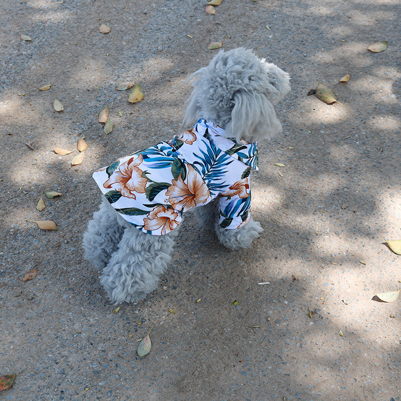 Hawaiian Dog Shirt | Tropical Print Cotton Tee for Dogs