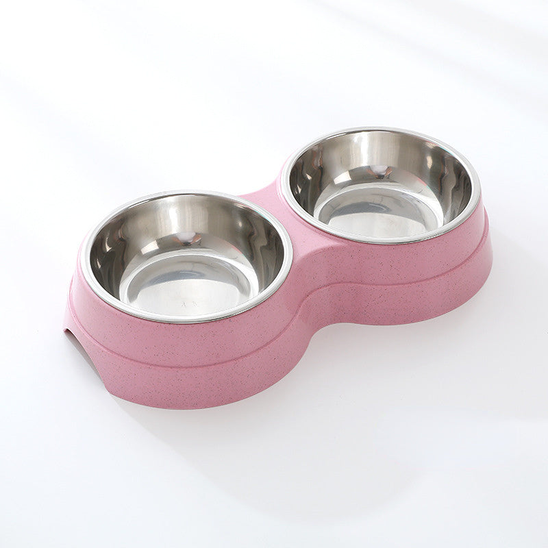 Double Stainless Steel Pet Bowl | Food & Water Feeder for Dogs & Cats
