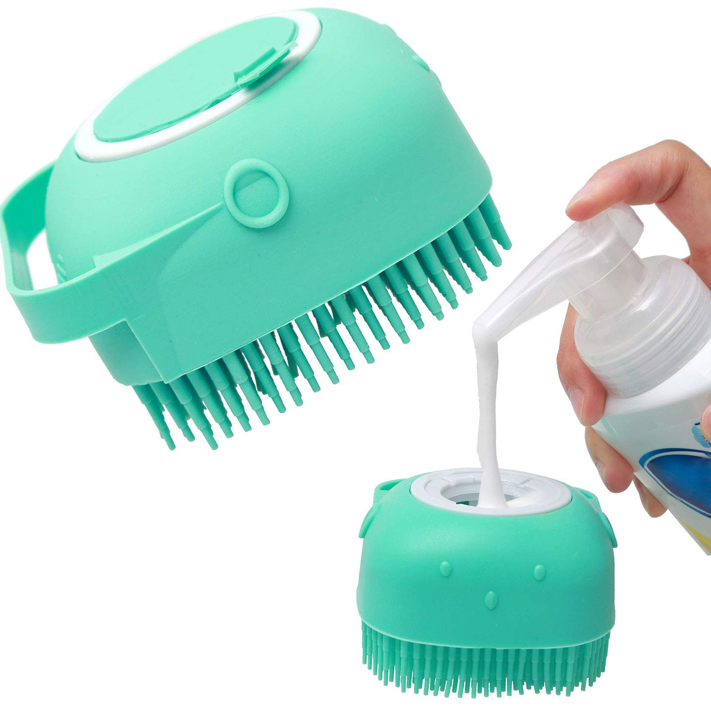 2-in-1 Pet Silicone Shampoo Brush & Soap Dispenser | Grooming Scrubber for Dogs & Cats