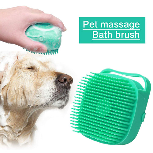 2-in-1 Pet Silicone Shampoo Brush & Soap Dispenser | Grooming Scrubber for Dogs & Cats