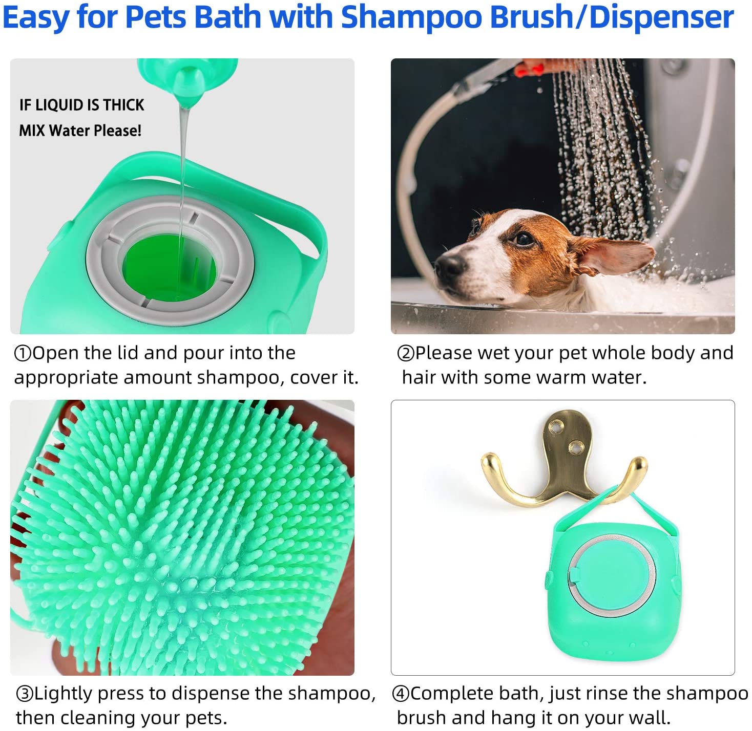 2-in-1 Pet Silicone Shampoo Brush & Soap Dispenser | Grooming Scrubber for Dogs & Cats
