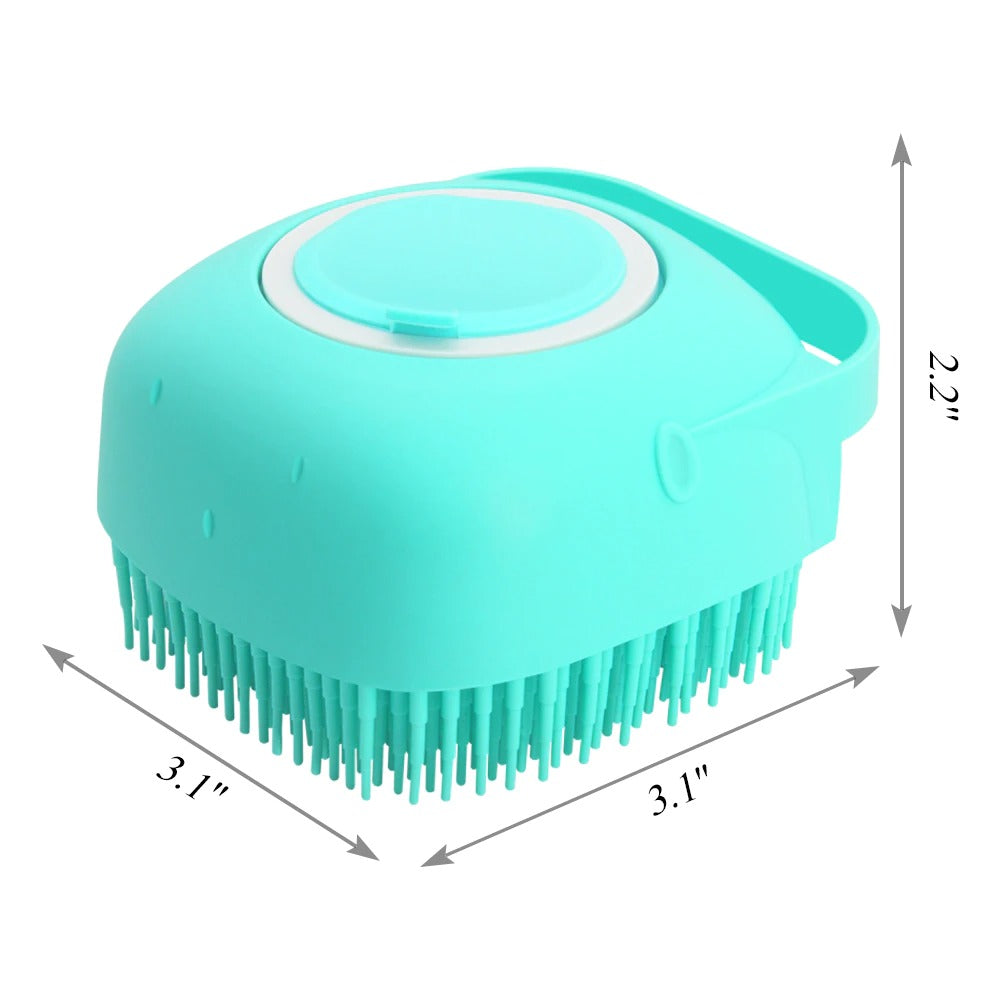 2-in-1 Pet Silicone Shampoo Brush & Soap Dispenser | Grooming Scrubber for Dogs & Cats
