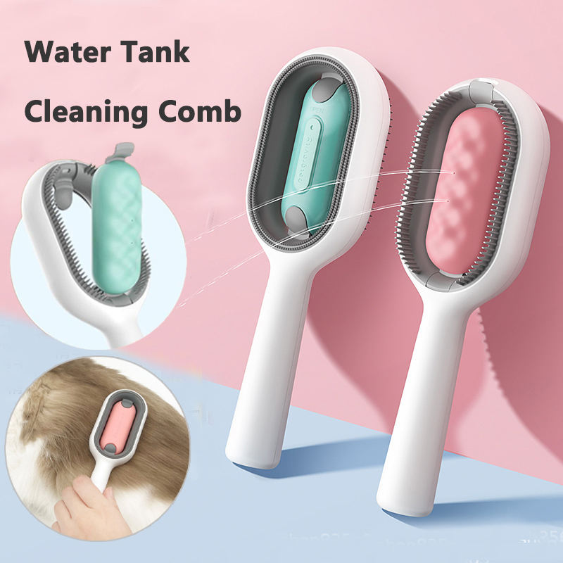 4-in-1 Cat Grooming Brush with Water Tank | Wet Brush & Double-Sided Hair Removal Comb