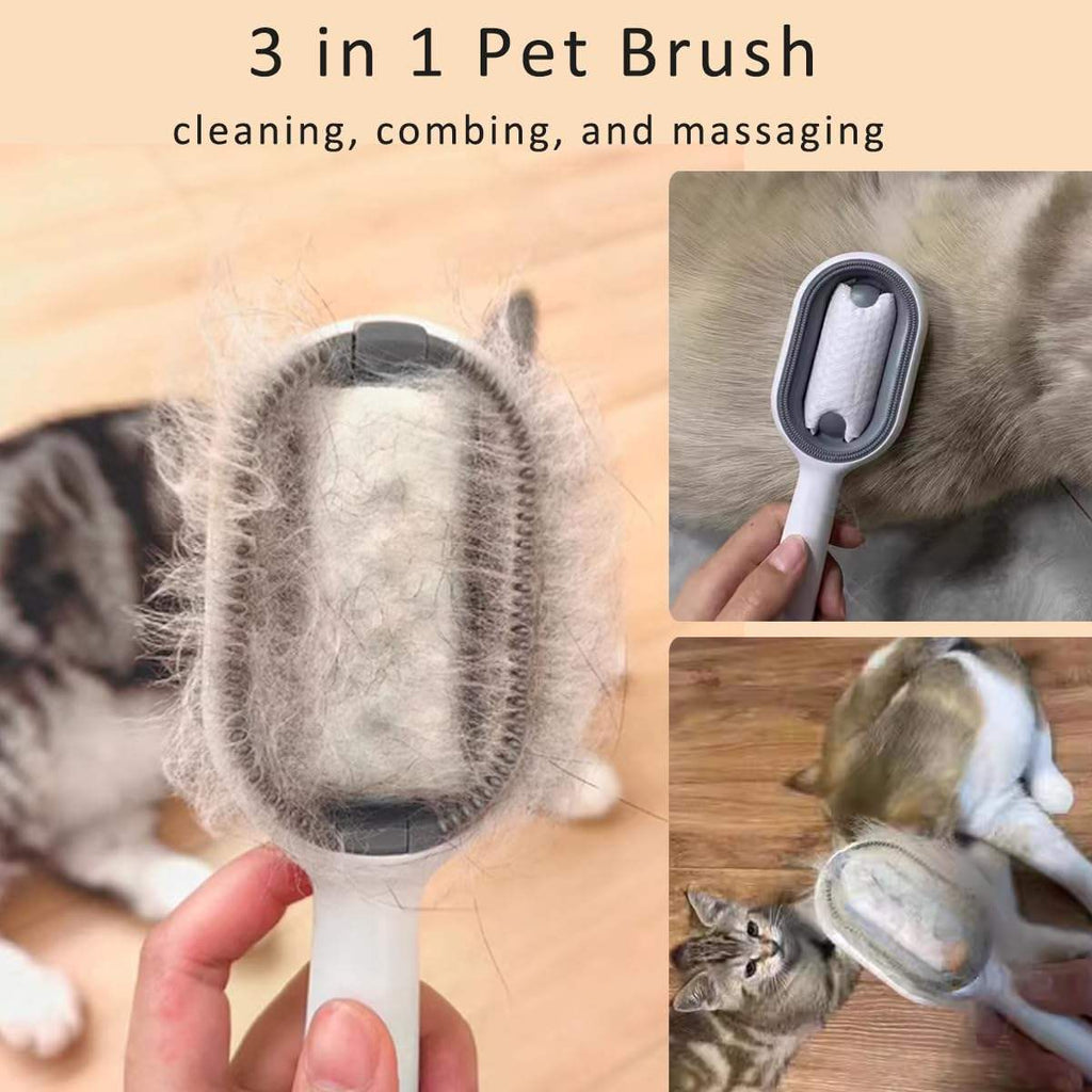 4-in-1 Cat Grooming Brush with Water Tank | Wet Brush & Double-Sided Hair Removal Comb