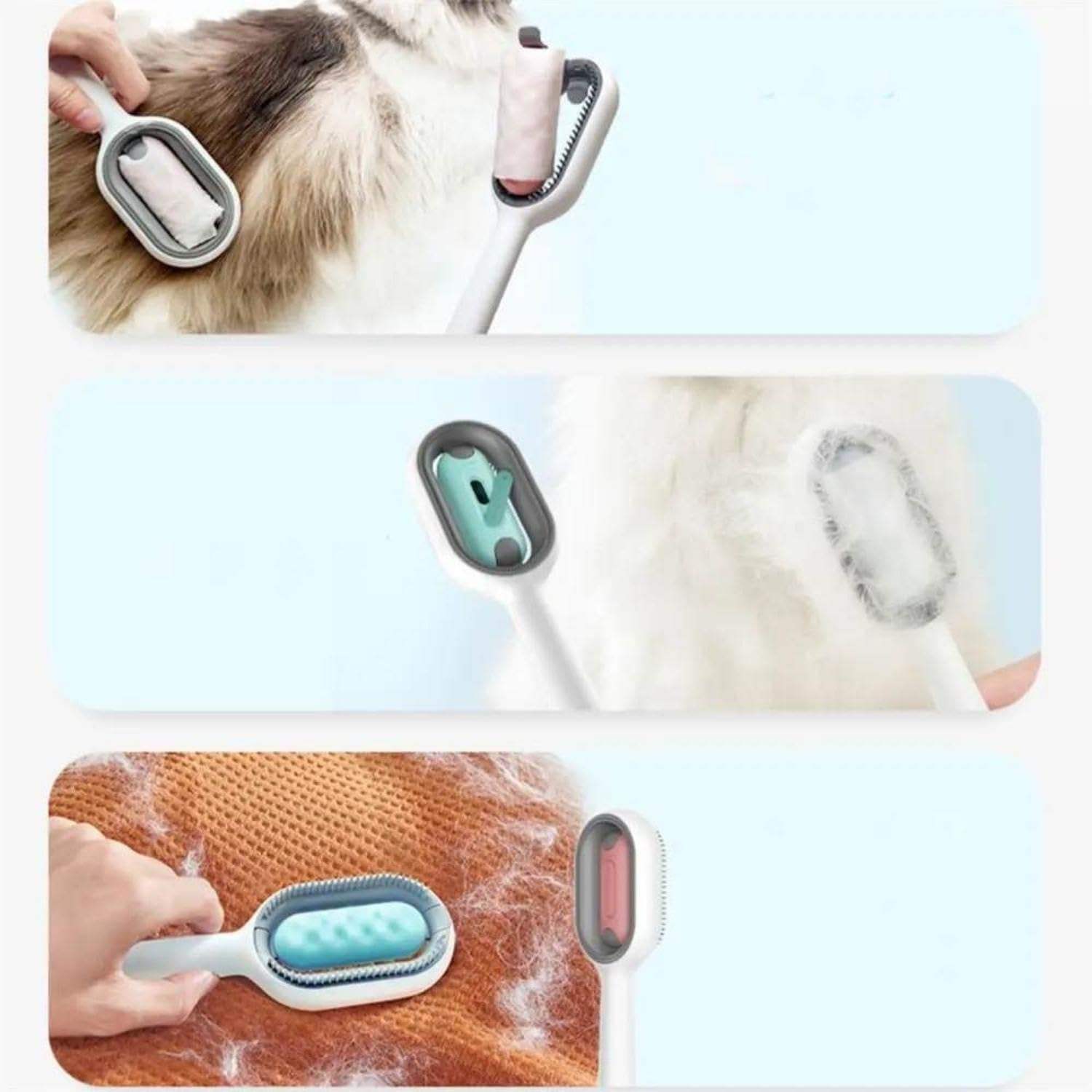 4-in-1 Cat Grooming Brush with Water Tank | Wet Brush & Double-Sided Hair Removal Comb