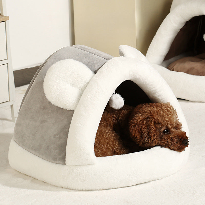 Self-Warming Pet Tent Cave Bed | Cozy Cat Hut & Dog Sleeping Bed | 4 Colors, 2 Sizes