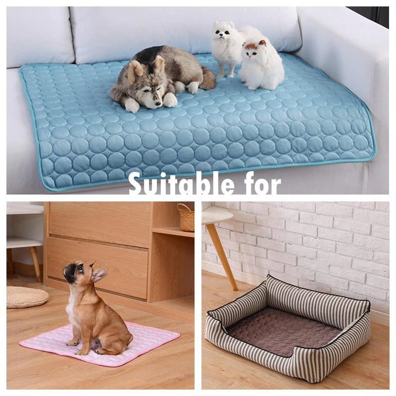 Ice Silk Dog Cooling Mat | Breathable Pet Cooling Pad for Kennels, Cars & Home