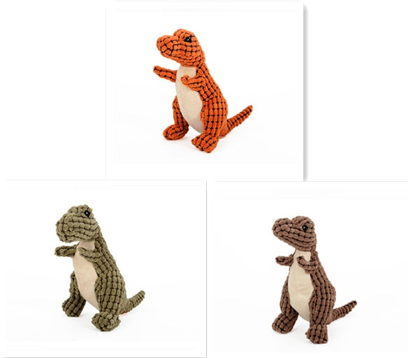 Plush Dinosaur Dog Toy | Squeaky Interactive Chew Toy for Small & Large Dogs