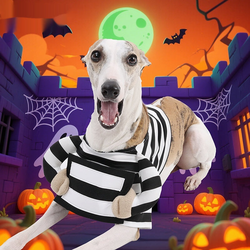 Striped Halloween Dog Costume | Funny Black & White Pet Outfit for Dogs | S–XL