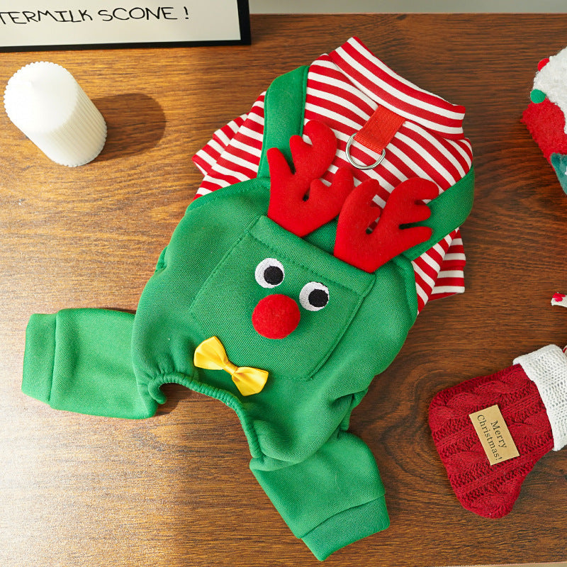 Christmas Elk Pet Costume | Vest & Full-Body Sweatshirt for Dogs & Cats | XS–2XL