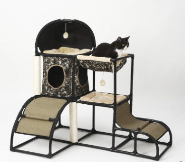 Large Cat Climbing Frame with Sisal Rope | Multi-Level Cat Tree with Nest & Stand