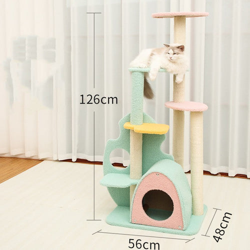 Cat Climbing Frame with Sisal Scratching Posts & Velvet Platforms | Multi-Level Cat Tree in 5 Sizes