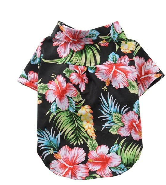 Hawaiian Dog Shirt | Tropical Print Cotton Tee for Dogs