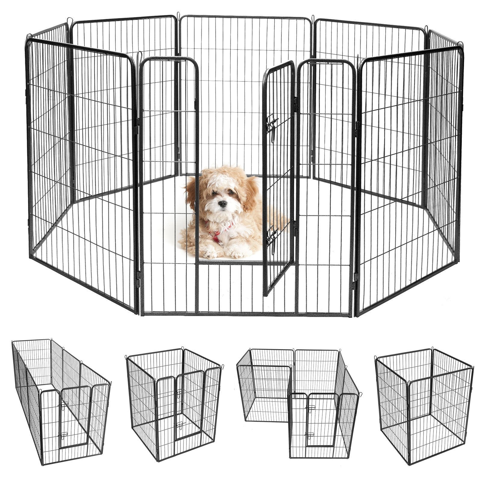 8-Panel Heavy-Duty Metal Dog Playpen | Indoor & Outdoor Pet Fence with Door — 40" & 48"