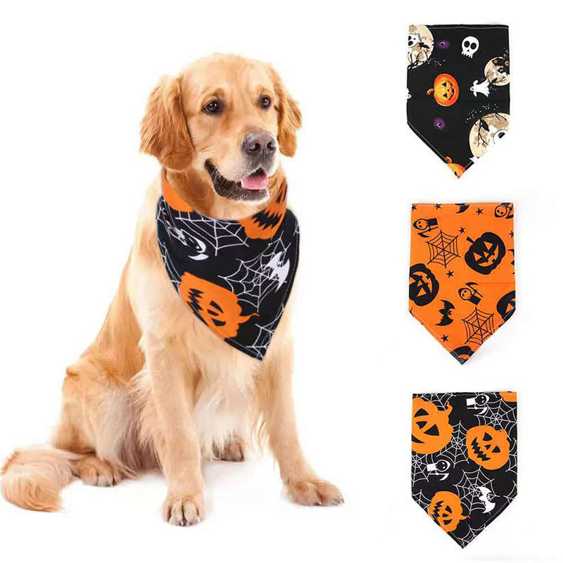 Halloween Skull Bandana Bib for Dogs & Cats | Spooky Triangle Scarf