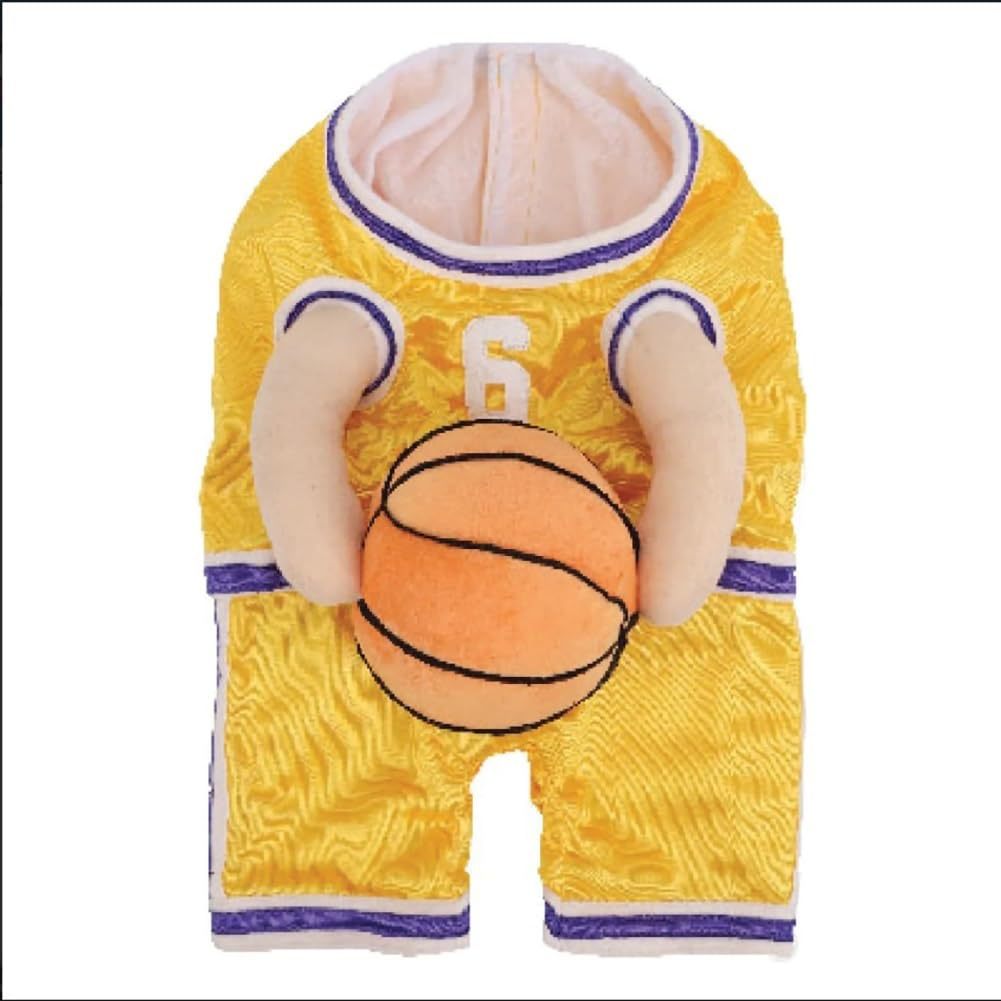 Dog Basketball Costume with Ball | Funny Sports Outfit for Dogs | Red & Yellow | S–L