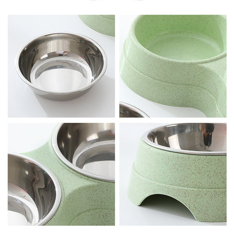 Double Stainless Steel Pet Bowl | Food & Water Feeder for Dogs & Cats