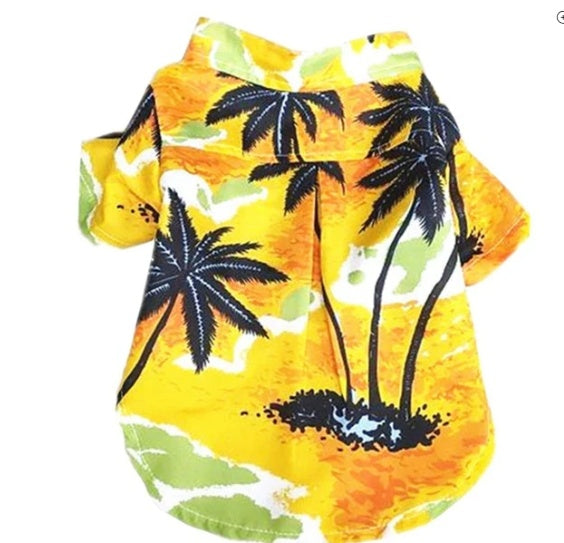 Hawaiian Dog Shirt | Tropical Print Cotton Tee for Dogs