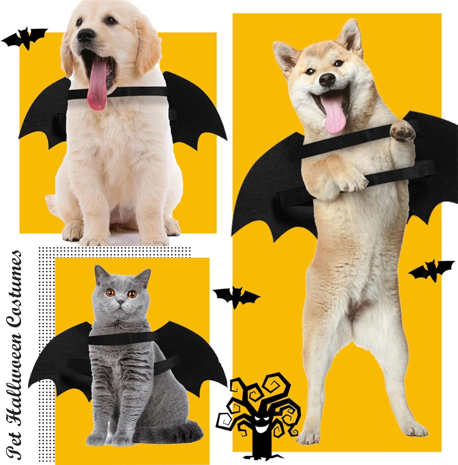 Luminous Bat Wing Dog Halloween Costume | Glow-in-the-Dark Skeleton Design