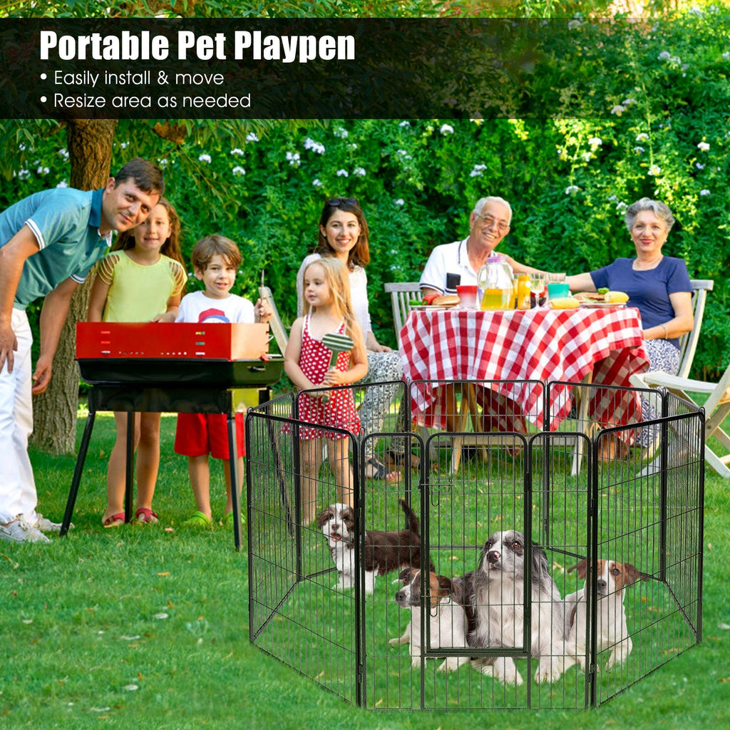 8-Panel Heavy-Duty Metal Dog Playpen | Indoor & Outdoor Pet Fence with Door — 40" & 48"