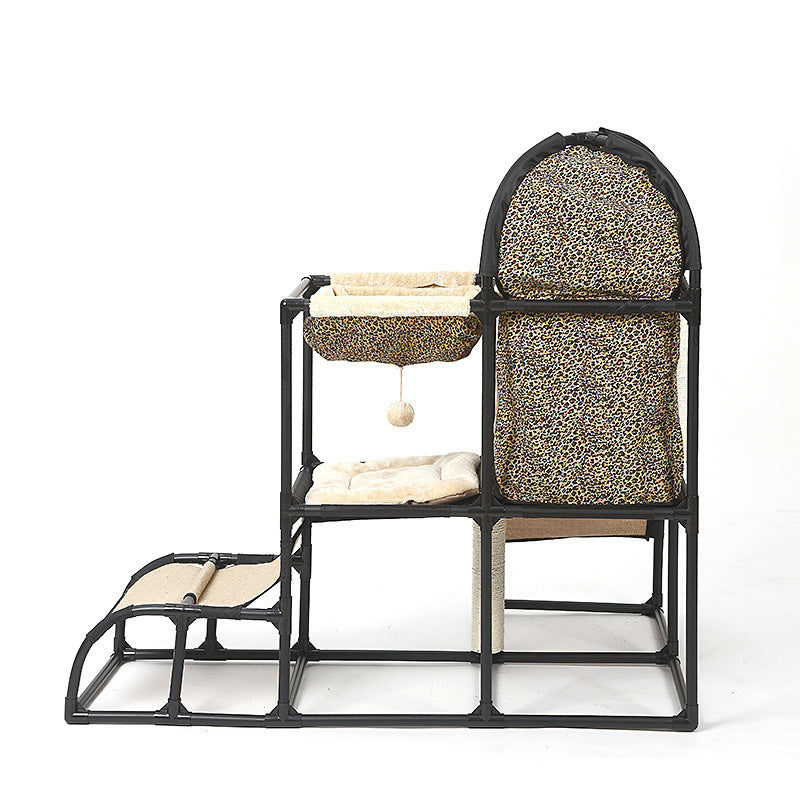 Large Cat Climbing Frame with Sisal Rope | Multi-Level Cat Tree with Nest & Stand