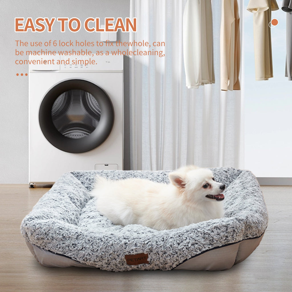 Swirl Rose Velvet Calming Dog Bed | Anti-Anxiety Sofa Bed for Dogs & Cats, Machine Washable