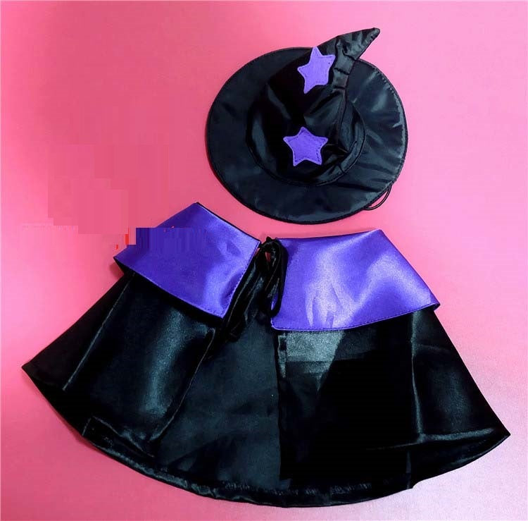 Pet Halloween Wizard Costume | Satin Cloak & Hat Set for Cats & Dogs
