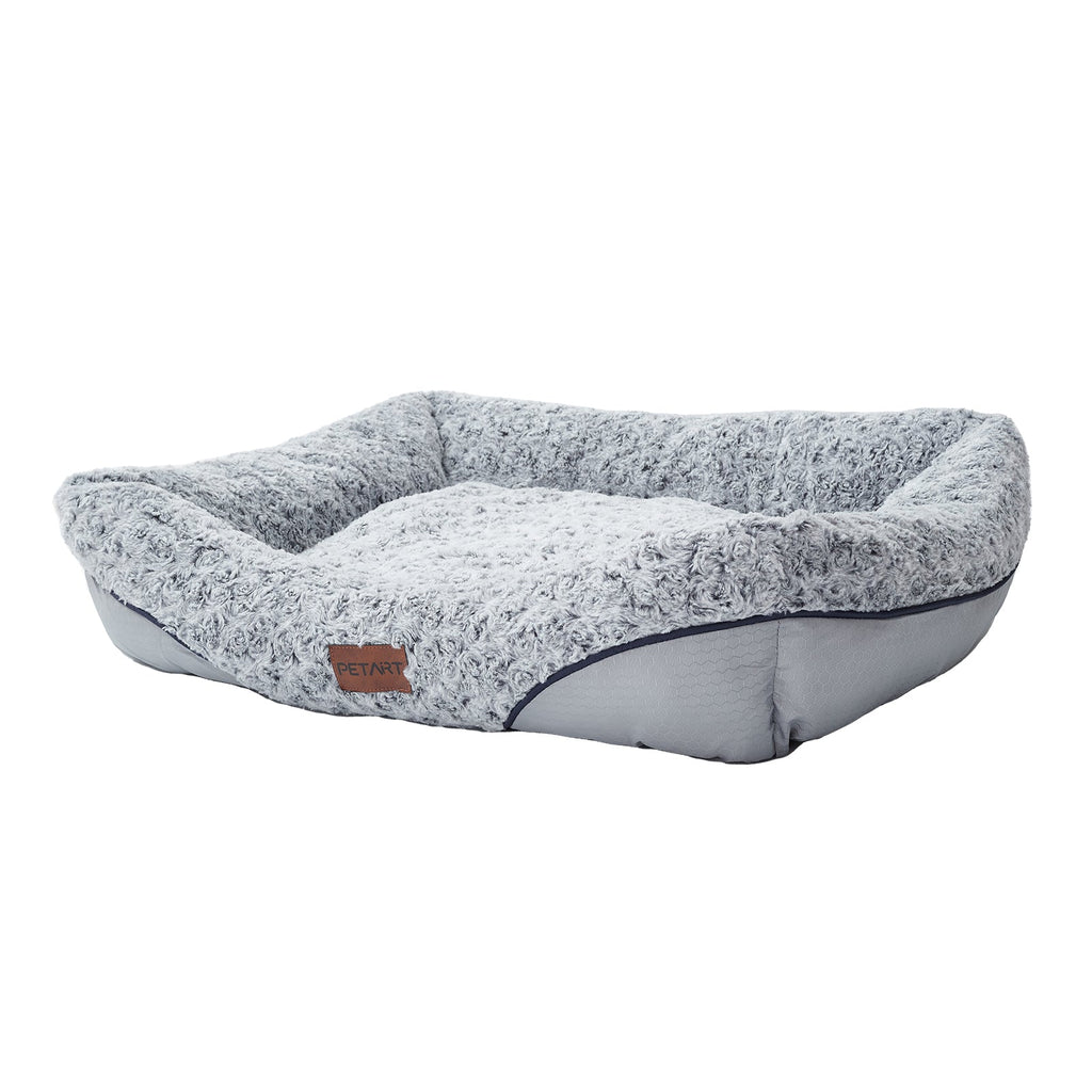 Swirl Rose Velvet Calming Dog Bed | Anti-Anxiety Sofa Bed for Dogs & Cats, Machine Washable