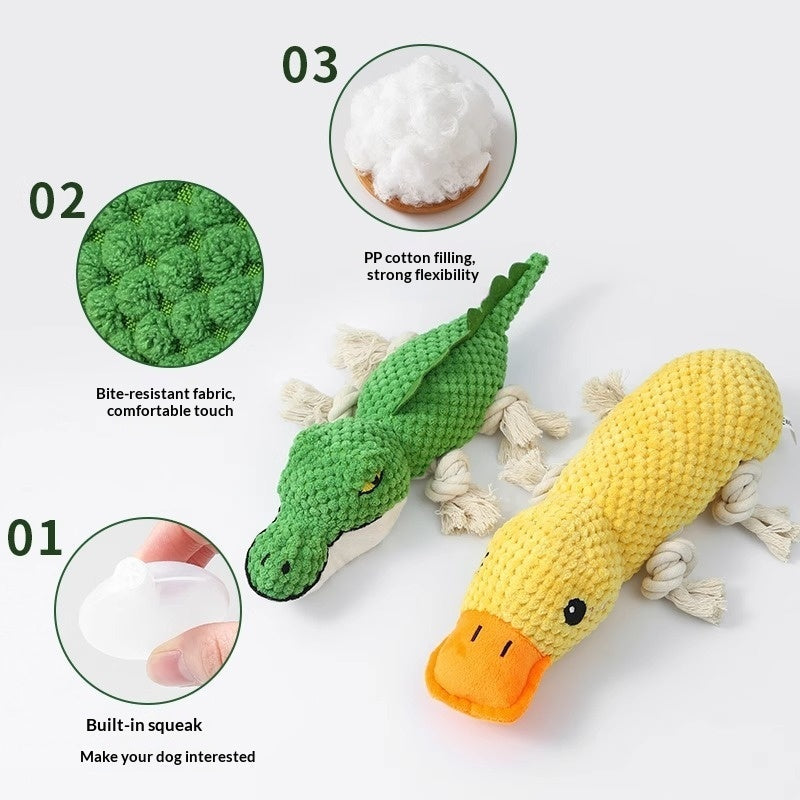 Squeaky Plush Pet Chew Toy | Teeth-Cleaning Sound Toy for Dogs | Singles & Sets