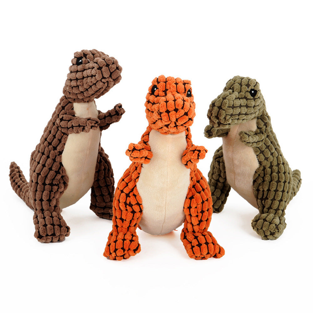 Plush Dinosaur Dog Toy | Squeaky Interactive Chew Toy for Small & Large Dogs