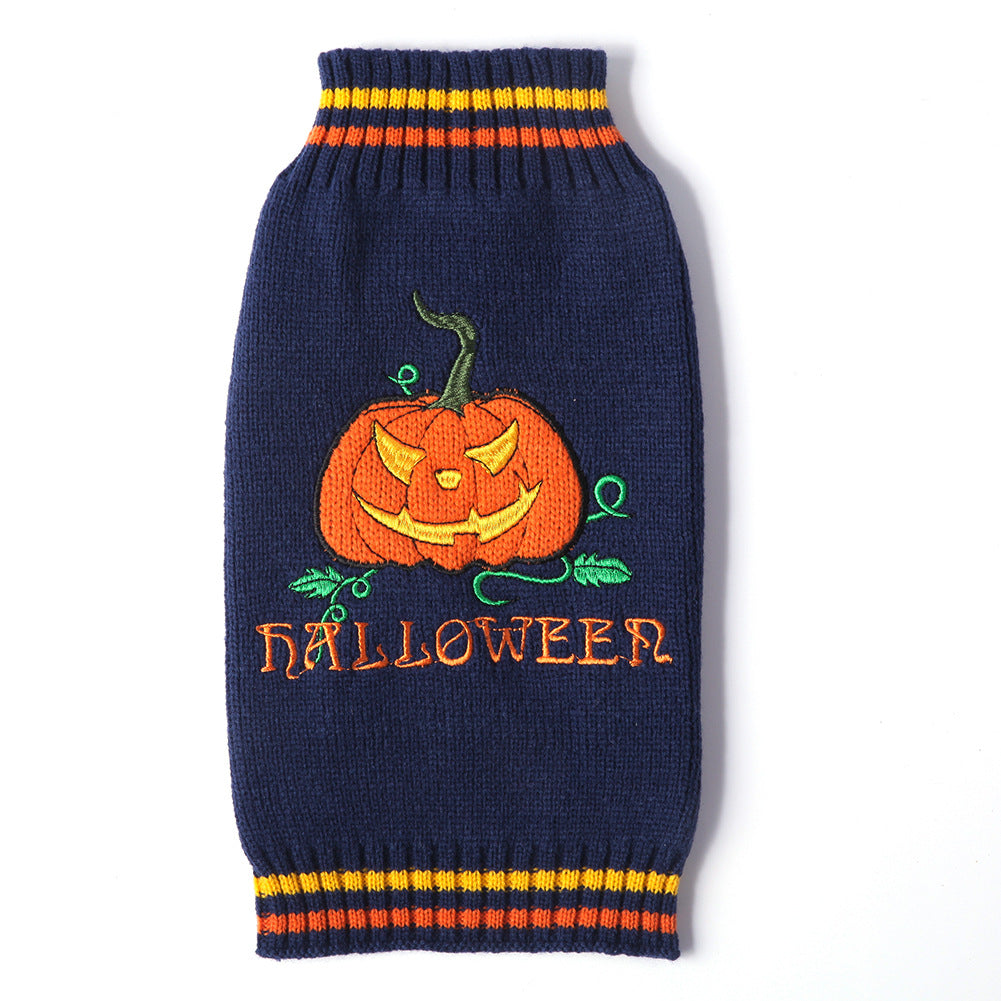 Halloween Pumpkin Knit Sweater for Dogs
