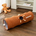 Foldable Cartoon Bear Cat Tunnel | Straight Play Tube Toy for Cats – Small & Large