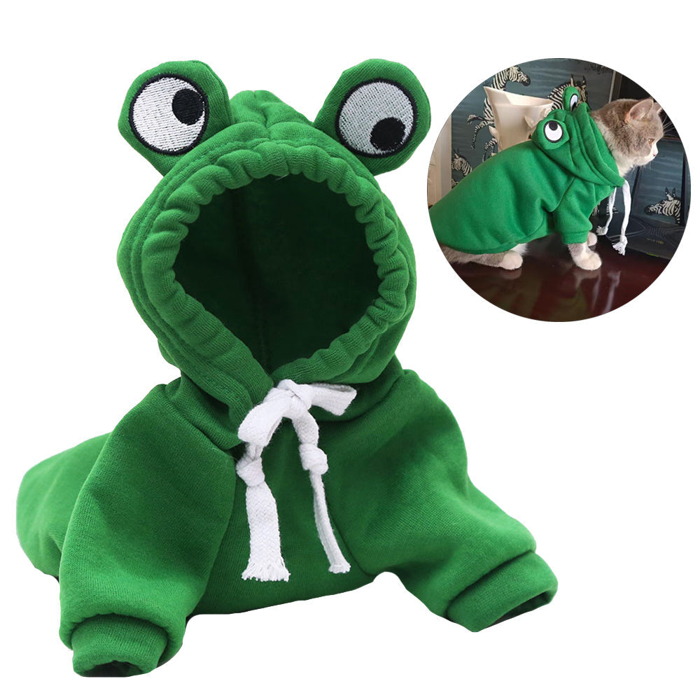 Frog Hoodie Costume for Cats & Small Dogs | Cozy Halloween Pet Sweatshirt