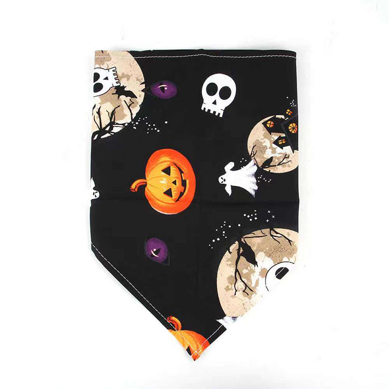 Halloween Skull Bandana Bib for Dogs & Cats | Spooky Triangle Scarf