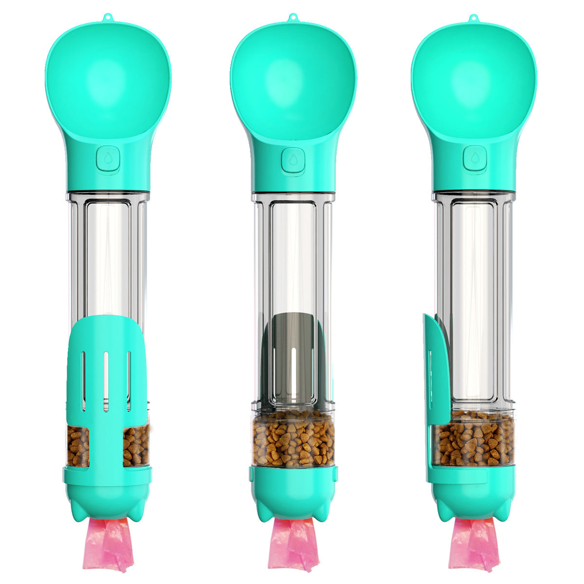 3-in-1 Portable Dog Water Bottle | Leak-Proof Travel Bottle with Poop Bag Dispenser & Treat Holder