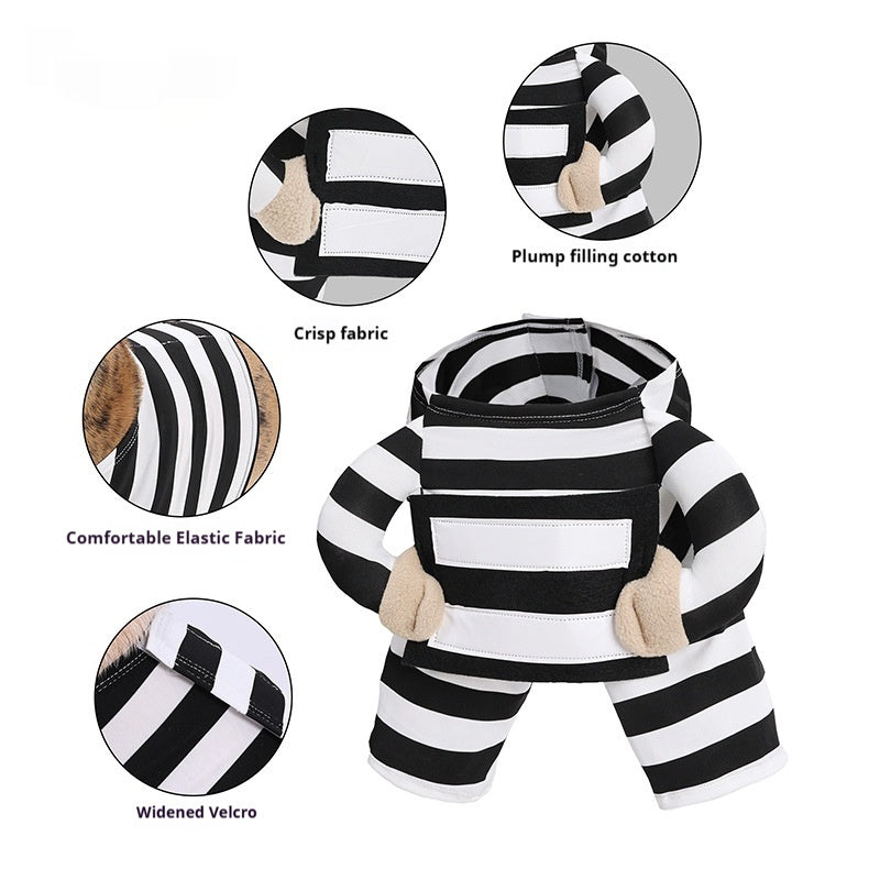 Striped Halloween Dog Costume | Funny Black & White Pet Outfit for Dogs | S–XL