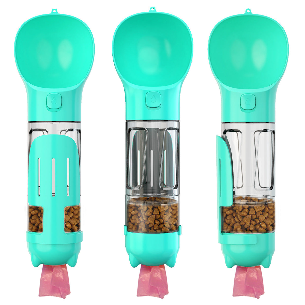 3-in-1 Portable Dog Water Bottle | Leak-Proof Travel Bottle with Poop Bag Dispenser & Treat Holder