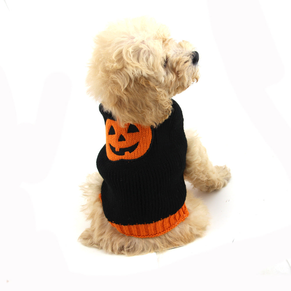 Halloween Pumpkin Knit Sweater for Dogs