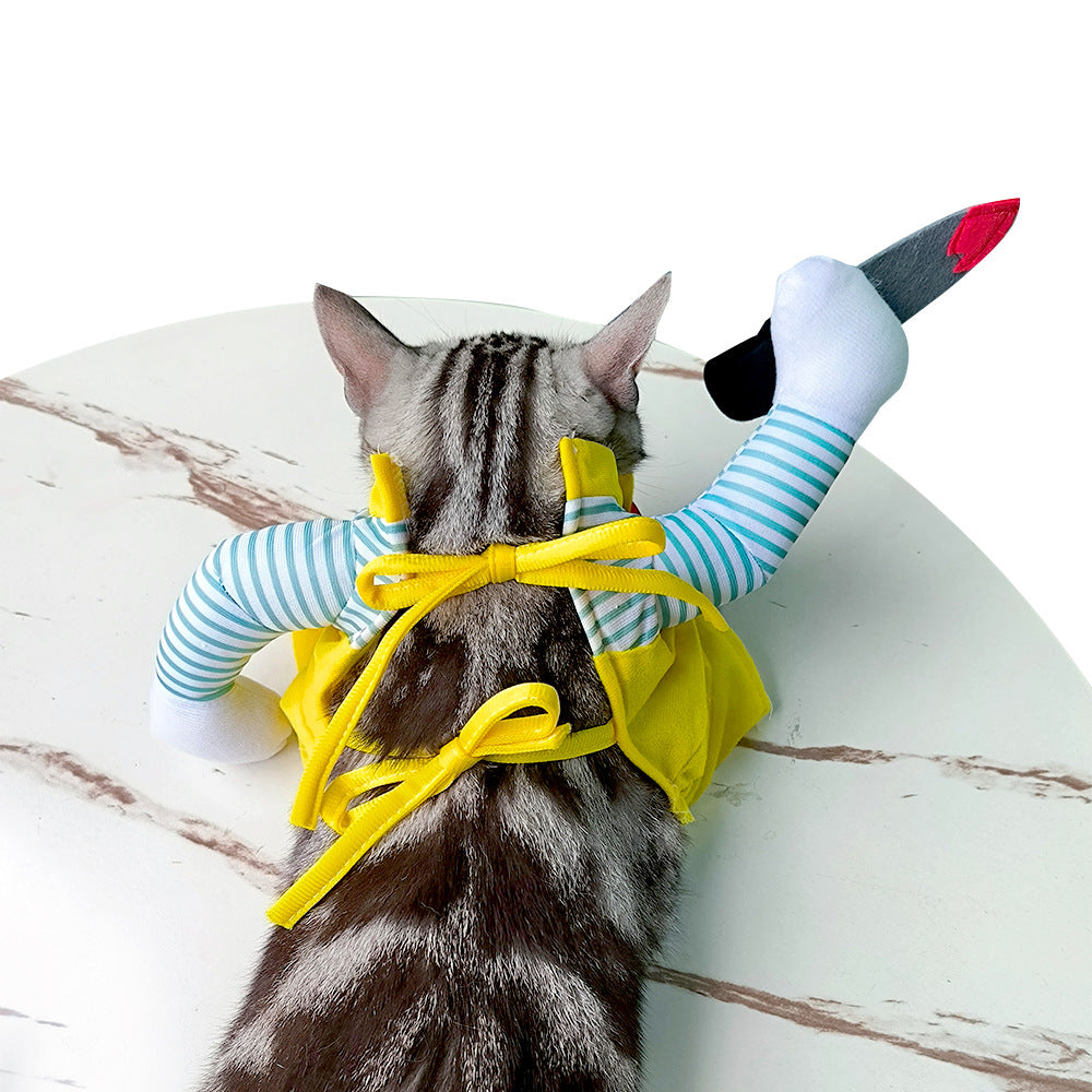 Assassin Cat Costume | Yellow Sword Ninja Outfit for Cats & Dogs | S–XL