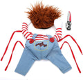 Striped Harness Pants for Dogs & Cats | Halloween 3-Piece Set with Knife Prop | S–XL