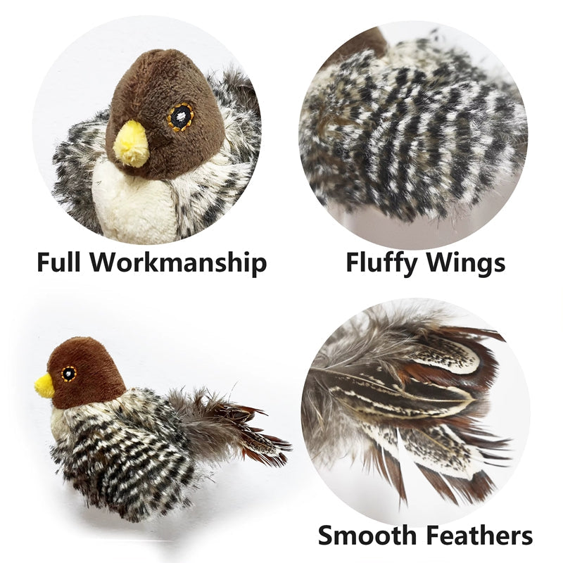 Electric Chirping Bird Cat Toy | Realistic Feather & Catnip Plush Toy for Cats & Kittens