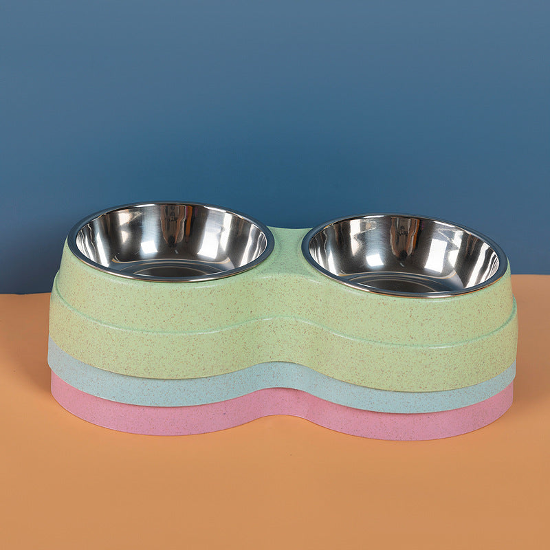 Double Stainless Steel Pet Bowl | Food & Water Feeder for Dogs & Cats