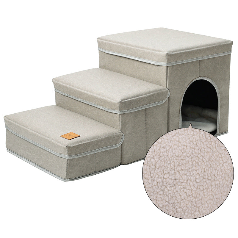 Plush Pet Stairs | Multifunctional Dog & Cat Steps for Bed, Sofa & Furniture